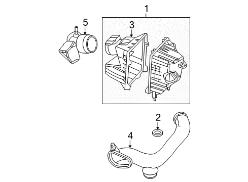 2008 Ford Escape Air Intake Air Cleaner Assembly Diagram for 8L8Z-9600-B