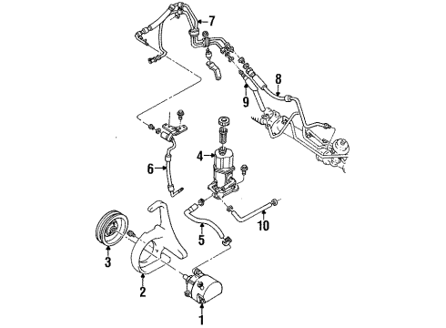 1994 Mercury Tracer P/S Pump & Hoses, Steering Gear & Linkage Hose Diagram for F5CZ3A719A