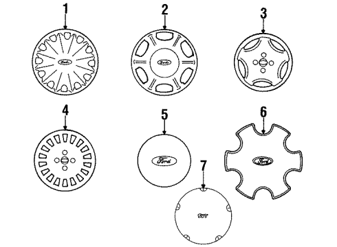 1999 Ford Contour Wheel Covers & Trim Hub Cap Diagram for F8ZZ-1130-AA