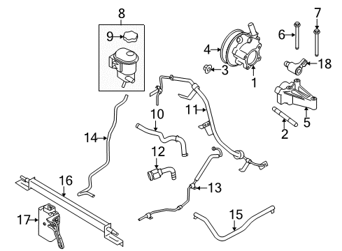 2008 Ford Taurus P/S Pump & Hoses, Steering Gear & Linkage Power Steering Pump Diagram for 8G1Z-3A674-ARM