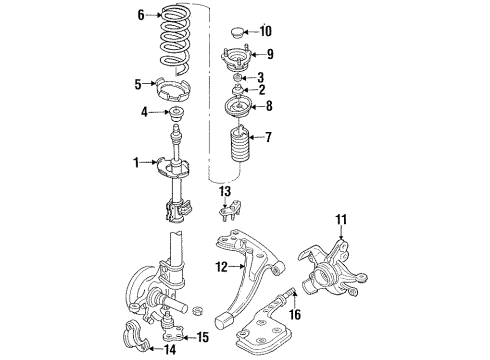 1996 Mercury Villager Front Suspension Components, Lower Control Arm, Stabilizer Bar Coil Spring Diagram for XF5Z-5310-AA
