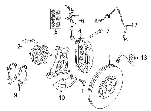 2015 Ford Mustang Brake Components Caliper Retainer Kit Diagram for FR3Z-2068-D