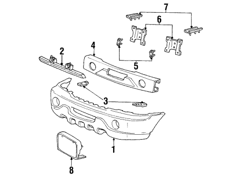 1998 Lincoln Navigator Front Bumper Bumper Cover Diagram for YL7Z-17D957-AA