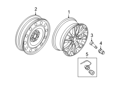 2017 Lincoln MKT Wheels Wheel, Alloy Diagram for DE9Z-1007-B