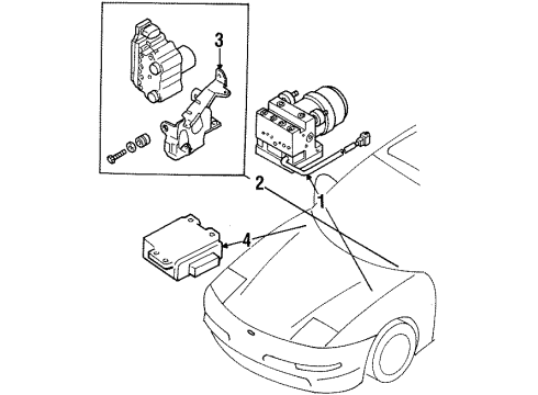 1999 Mercury Tracer ABS Components Actuator Assembly Diagram for F8CZ-2C257-AA