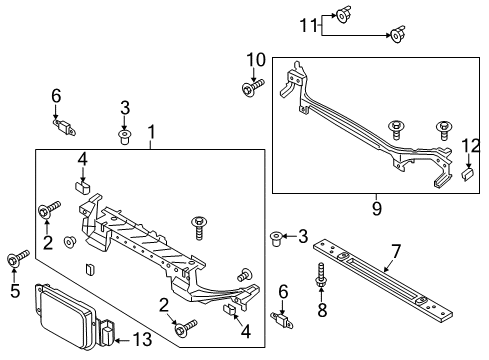 2018 Ford Fusion Radiator Support Upper Tie Bar Diagram for HP5Z-8A284-B