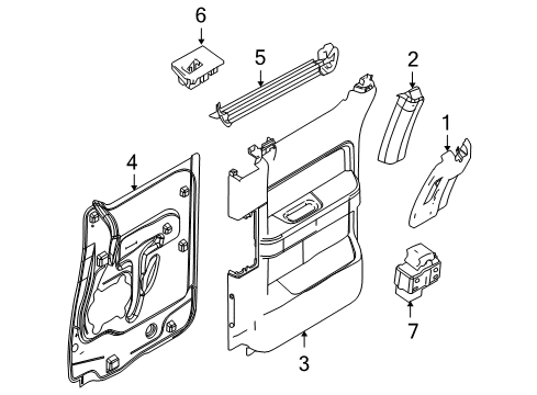 2014 Ford F-150 Rear Door Door Trim Panel Diagram for BL3Z-1827406-BA