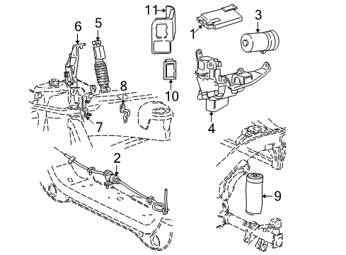 1999 Ford F-250 Auto Leveling Components Air Tube Diagram for F75Z-5A717-AA