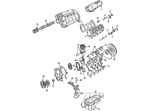 1986 Mercury Grand Marquis Engine Parts, Mounts, Cylinder Head & Valves, Camshaft & Timing, Oil Pan, Oil Pump, Crankshaft & Bearings, Pistons, Rings & Bearings Damper Diagram for E4TZ6316B