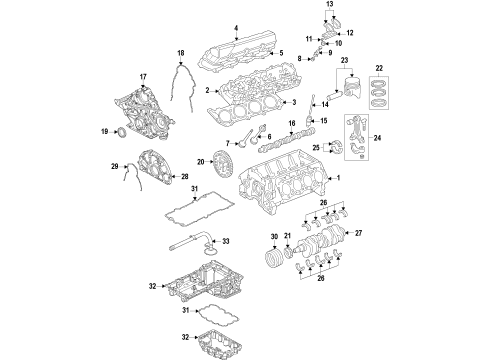 2012 Ford F-350 Super Duty Ignition System - Diesel Controls Upper Oil Pan Gasket Diagram for BC3Z-6710-A