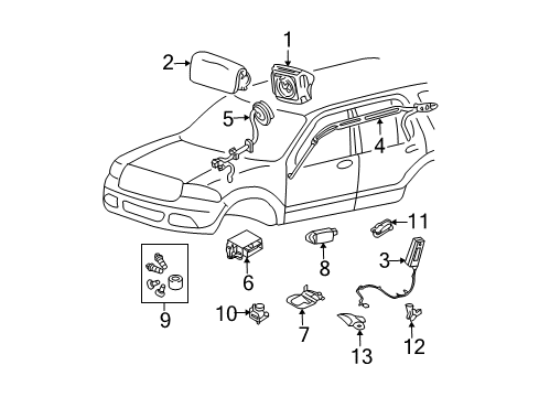 2005 Mercury Mountaineer Air Bag Components Clock Spring Diagram for 8L3Z-14A664-A
