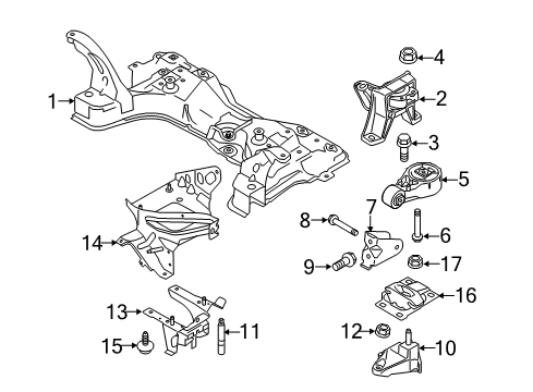 2013 Ford Transit Connect Engine & Trans Mounting Front Mount Bolt Diagram for -W500526-S439