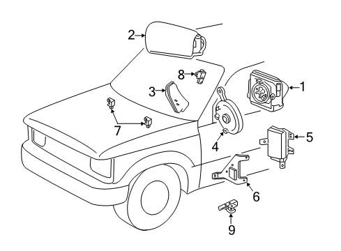 2010 Ford Ranger Air Bag Components Position Sensor Diagram for 7L5Z-14B416-AA