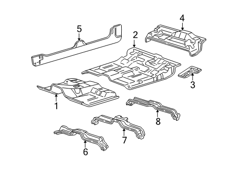 2003 Ford F-150 Floor Floor Pan Diagram for XL1Z-7811135-BA