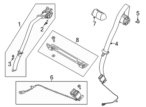 2021 Ford Mustang Mach-E Seat Belt Child Seat Bracket Diagram for JR3Z-63601B28-A
