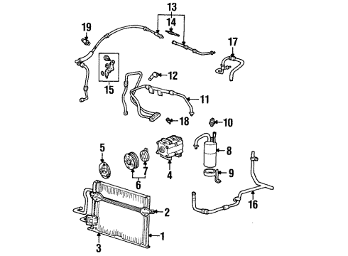 1997 Ford Contour Air Conditioner Hose & Tube Assembly Diagram for F5RZ19D734EA