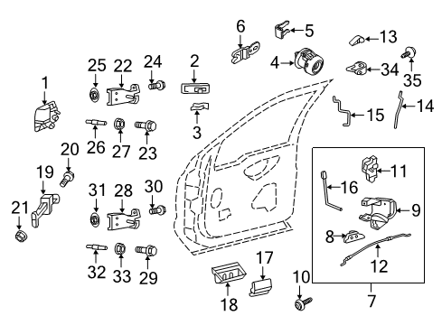 2013 Ford F-250 Super Duty Rear Door Lock Cylinder Assembly Diagram for 7C3Z-1521990-A