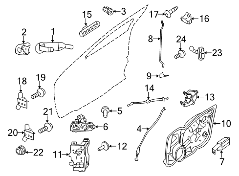 2010 Ford Fusion Front Door Striker Screw Diagram for -W711379-S900