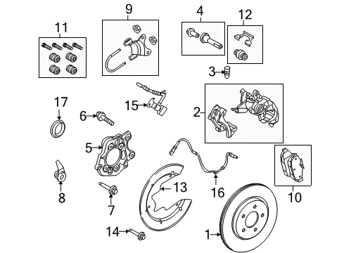 2010 Ford Mustang Brake Components Rear Pads Diagram for 8R3Z-2200-A