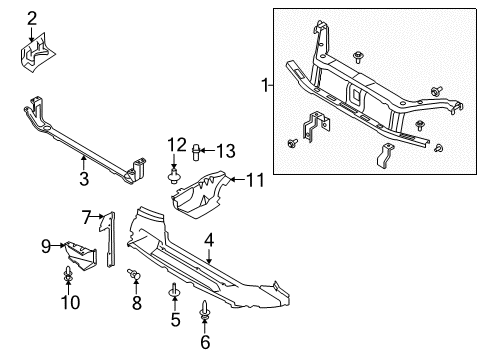 2008 Ford Focus Radiator Support Insulator Clip Diagram for -N803678-S