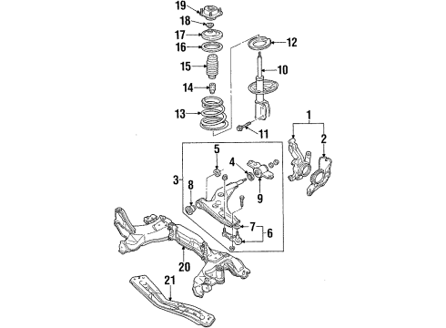1999 Mercury Tracer Front Suspension Components, Lower Control Arm, Stabilizer Bar Bushing Diagram for F7CZ-18198-CAA