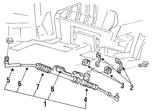 1993 Mercury Villager P/S Pump & Hoses, Steering Gear & Linkage Inner Tie Rod Diagram for XF5Z-3A130-CA