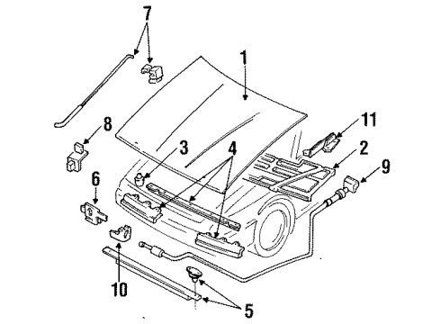 1994 Ford Escort Hood & Components Latch Diagram for F1CZ-16700-C