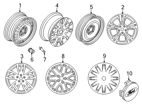 2015 Ford Focus Wheels, Covers & Trim Wheel, Alloy Diagram for CV6Z-1007-F