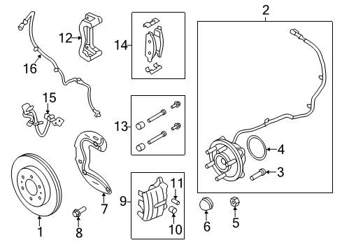 2009 Ford F-150 Brake Components Caliper Mount Retainer Kit Diagram for 6L3Z-2C150-AA