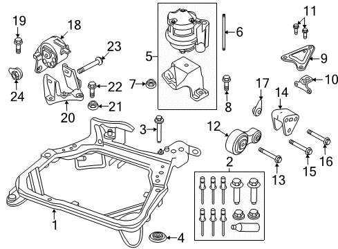 2012 Ford Fusion Engine & Trans Mounting Cross Bar Nut Diagram for -W713528-S440