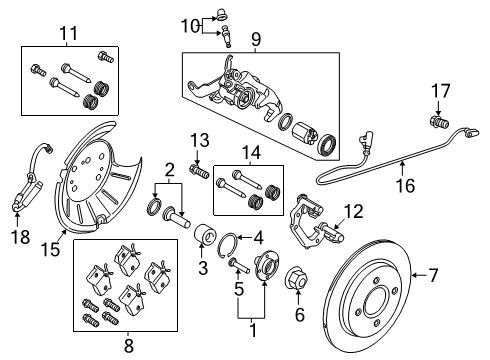 2014 Ford Fiesta Anti-Lock Brakes Front Speed Sensor Diagram for AE8Z-2C204-B