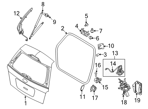 2008 Ford Taurus X Trunk Lid Actuator Diagram for 8A4Z-14B351-A
