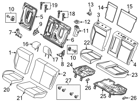 2013 Ford Focus Rear Seat Components Seat Back Pad Diagram for CV6Z-5866801-A