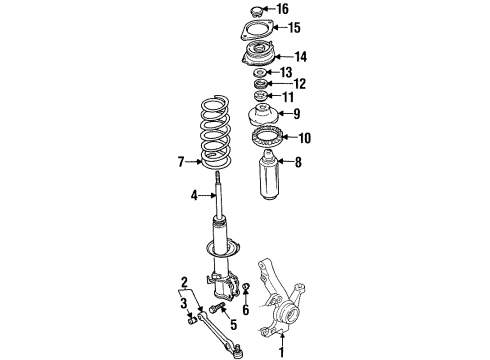 1994 Ford Aspire Front Suspension Components, Lower Control Arm, Stabilizer Bar Coil Spring Diagram for F4BZ-5310-B