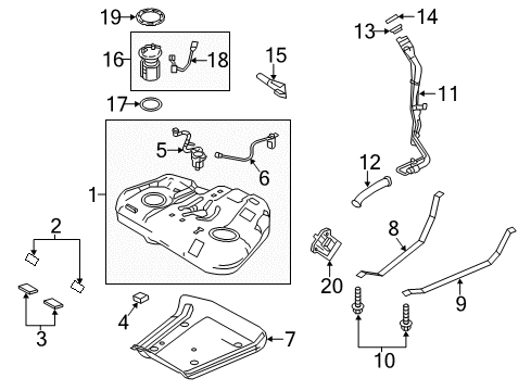 2014 Ford Taurus Fuel System Components Heat Shield Diagram for 8G1Z-9A032-C