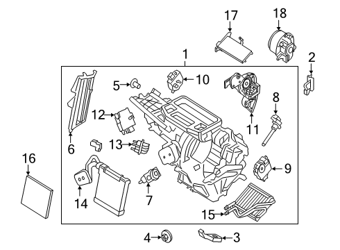 2018 Ford EcoSport A/C Evaporator & Heater Components Heater Core Diagram for AV1Z-18476-D