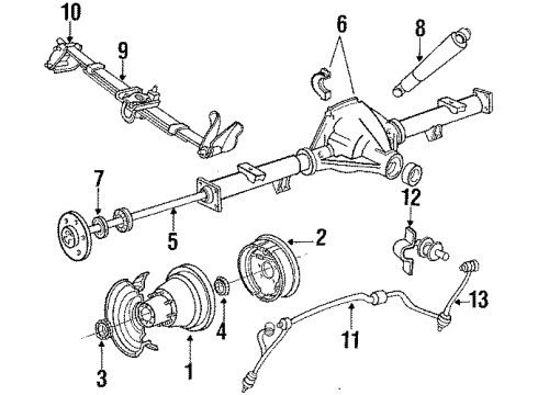 1985 Ford F-150 Rear Suspension Components, Stabilizer Bar Axle Seal Diagram for EOTZ-1S177-BA