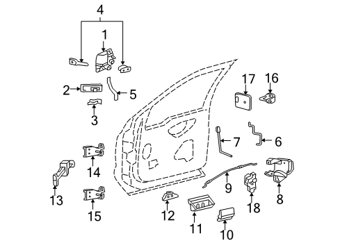 2007 Ford F-250 Super Duty Front Door - Lock & Hardware Cup Diagram for F81Z-2522634-AAA