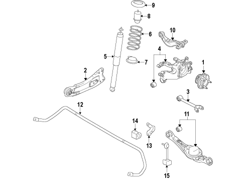 2011 Lincoln MKX Rear Suspension Components, Lower Control Arm, Upper Control Arm, Stabilizer Bar Coil Spring Diagram for BT4Z-5560-P