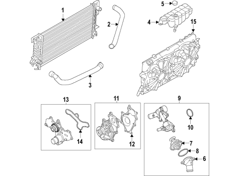 2019 Ford F-150 Cooling System, Radiator, Water Pump, Cooling Fan Thermostat Housing Diagram for BL3Z-8592-C