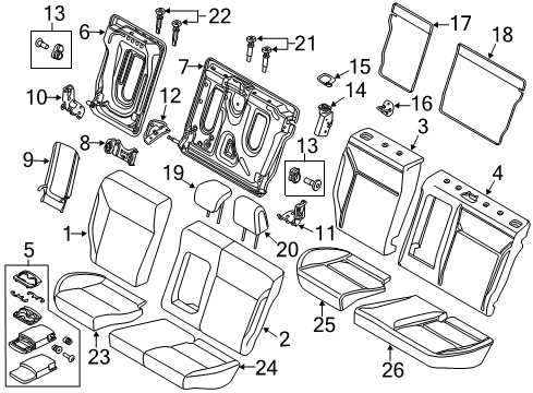 2012 Ford Focus Rear Seat Components Striker Diagram for CM5Z-5462452-A