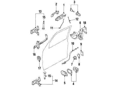 1997 Mercury Mystique Front Door - Lock & Hardware Latch Assembly Diagram for F5RZ5421812A