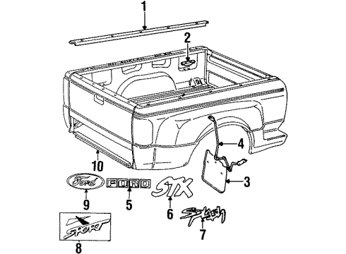 1993 Ford Ranger Exterior Trim - Pick Up Box Stone Guard Diagram for F37Z-99292A22-A