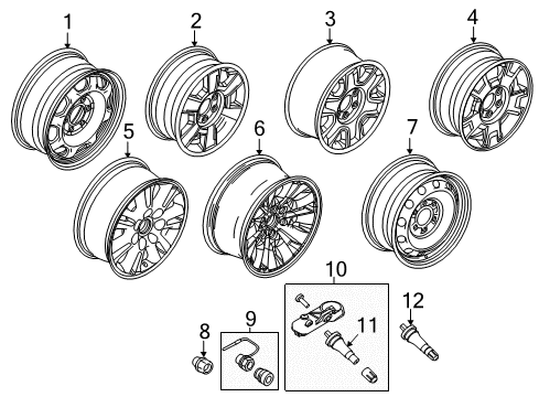 2012 Ford F-150 Wheels, Covers & Trim Wheel, Steel Diagram for AL3Z-1015-A
