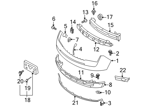 2009 Lincoln MKX Front Bumper License Bracket Diagram for 7A1Z-17A385-AA