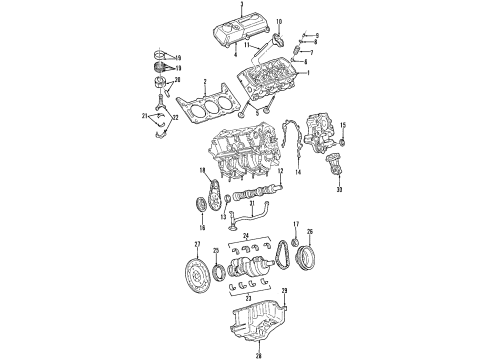 1999 Ford E-150 Econoline Engine Parts, Mounts, Cylinder Head & Valves, Camshaft & Timing, Oil Pan, Oil Pump, Crankshaft & Bearings, Pistons, Rings & Bearings Damper & Pulley Diagram for XL3Z-6B321-AA