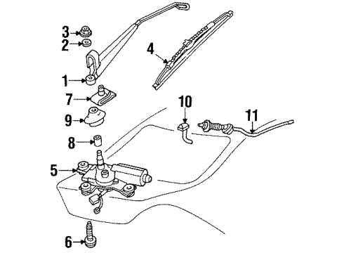 2001 Mercury Cougar Wiper & Washer Components Wiper Arm Diagram for F8RZ-17526-CA