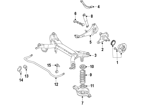 2011 Ford Fusion Rear Suspension Components, Lower Control Arm, Upper Control Arm, Stabilizer Bar Coil Spring Diagram for AE5Z-5560-D