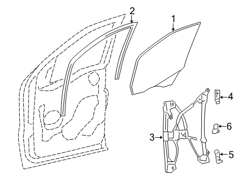 2005 Ford F-150 Front Door - Glass & Hardware Channel Diagram for 6L3Z-15222A00-AA