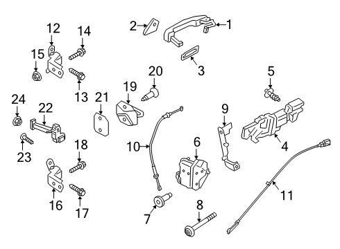 2020 Ford Ranger Rear Door Handle Base Screw Diagram for -W703168-S424